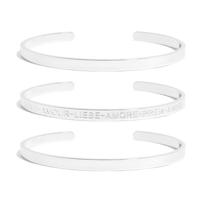 18K Gold PVD Stainless Steel Love Languages 3 Pc Bangle Set