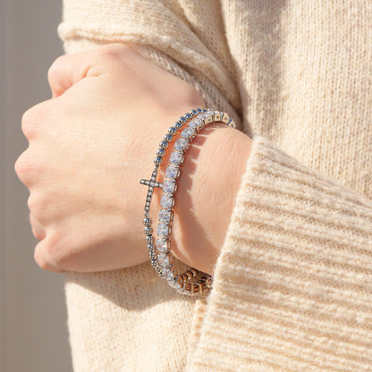 White Gold Over Brass Clear CZ Fashion Bracelet