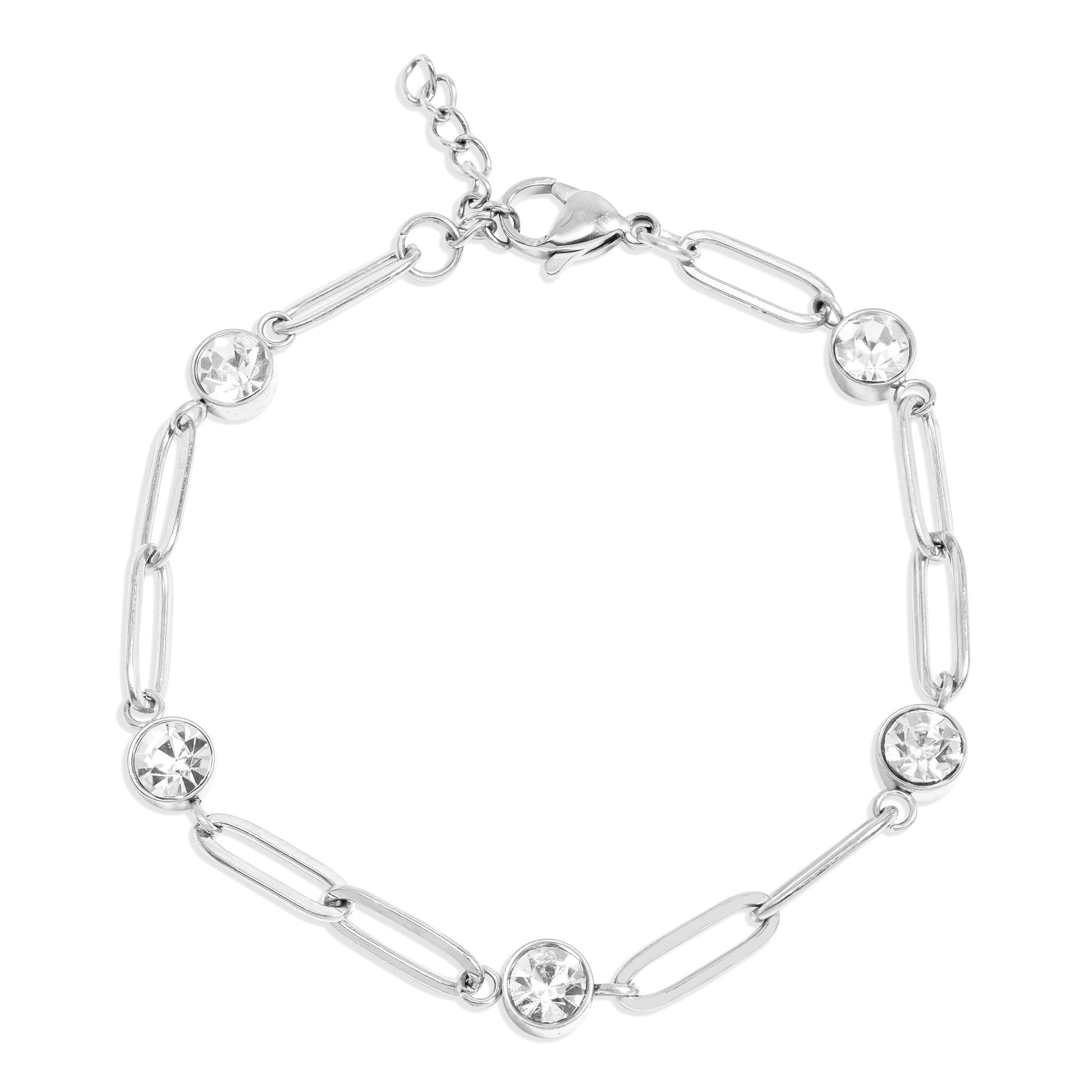18K Gold PVD Stainless Steel Stone Paperclip Bracelet