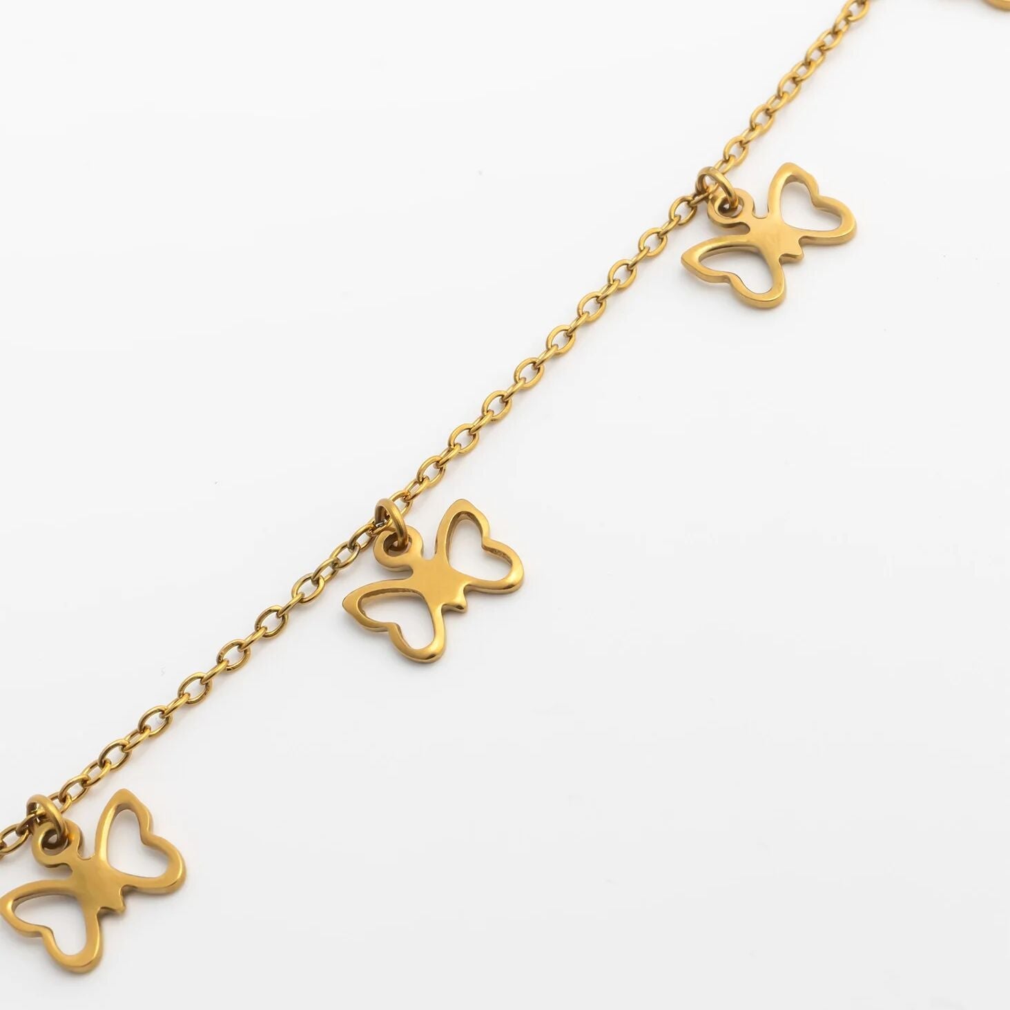 18K Gold PVD Stainless Steel Butterfly Anklet