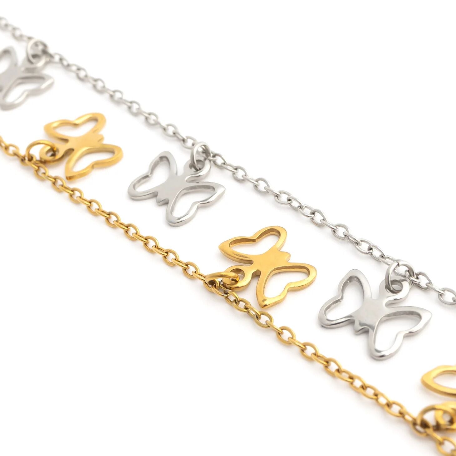 18K Gold PVD Stainless Steel Butterfly Anklet