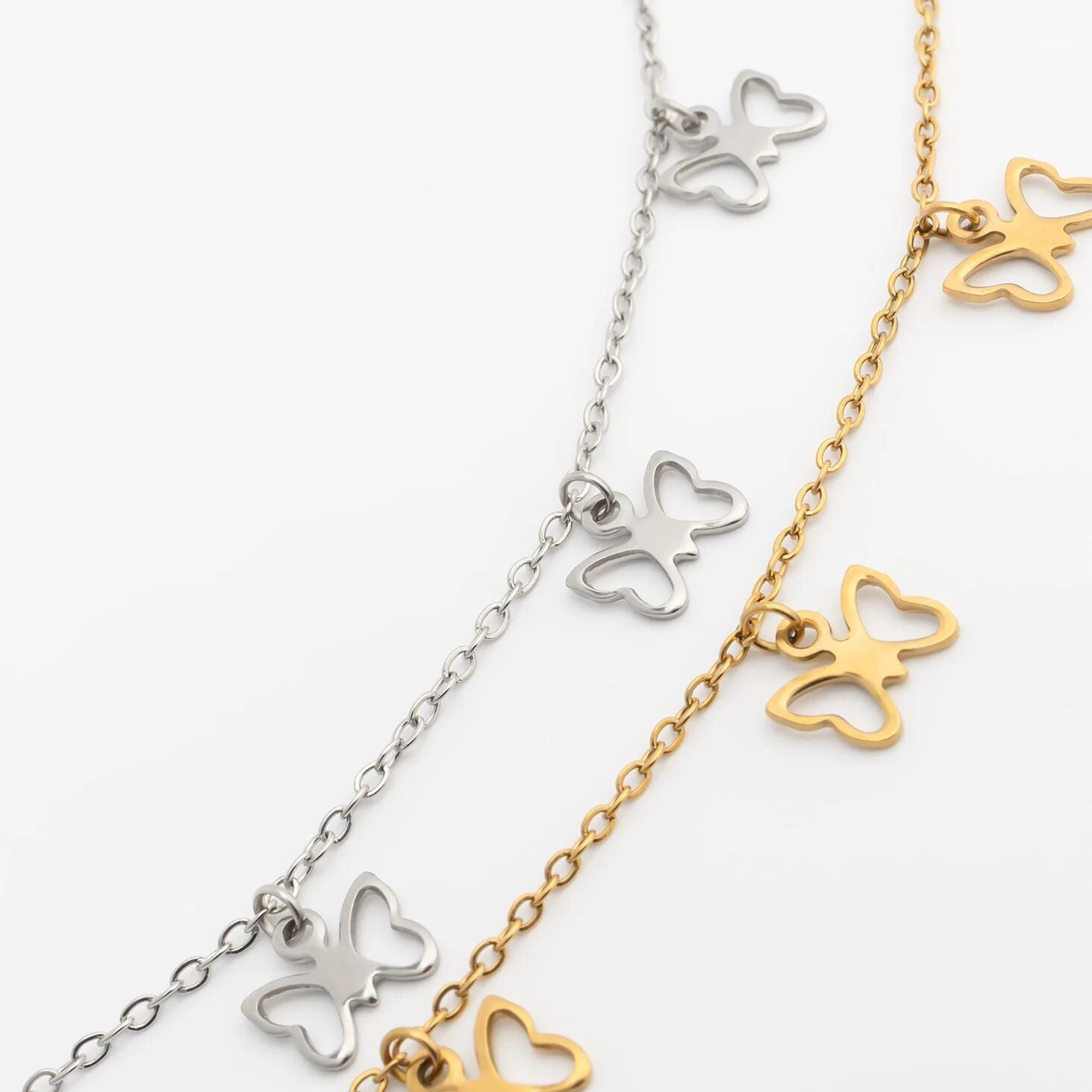 18K Gold PVD Stainless Steel Butterfly Anklet