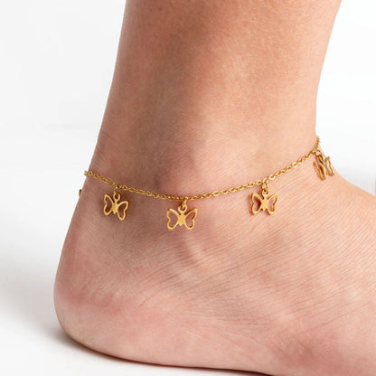 18K Gold PVD Stainless Steel Butterfly Anklet