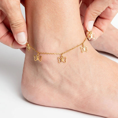 18K Gold PVD Stainless Steel Butterfly Anklet