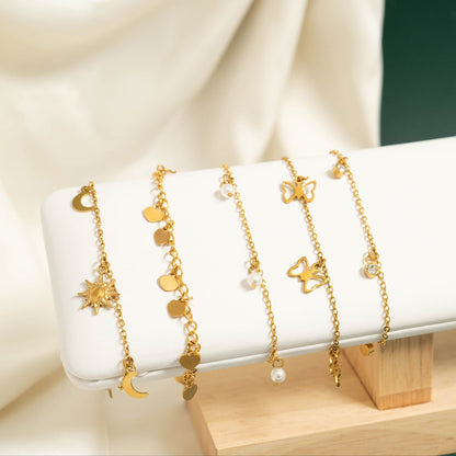 18K Gold PVD Stainless Steel Pearl Anklet