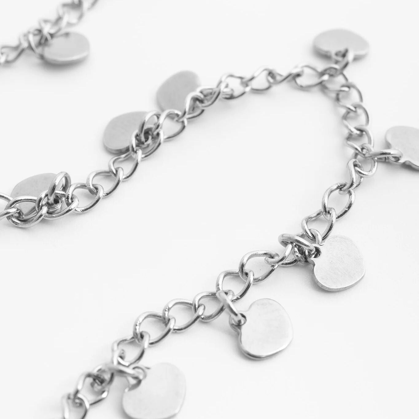 18K Gold PVD Stainless Steel Dangle Hearts Anklet