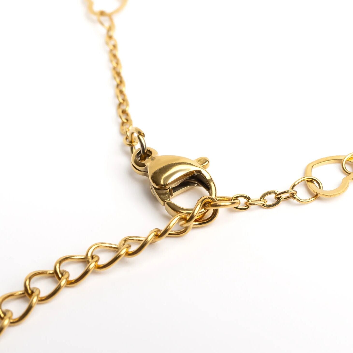 18K Gold PVD Stainless Station Hearts Anklet