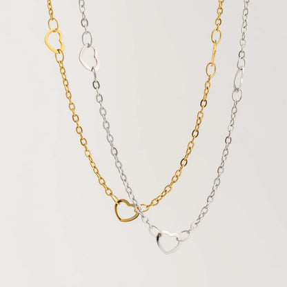 18K Gold PVD Stainless Station Hearts Anklet