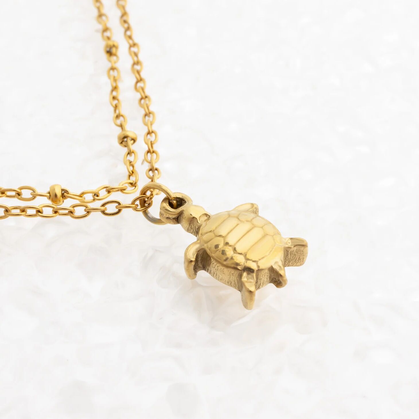 18K Gold PVD Stainless Steel Sea Turtle Charm Anklet