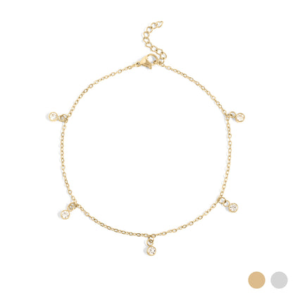 18K Gold PVD Stainless Steel Stone Anklet