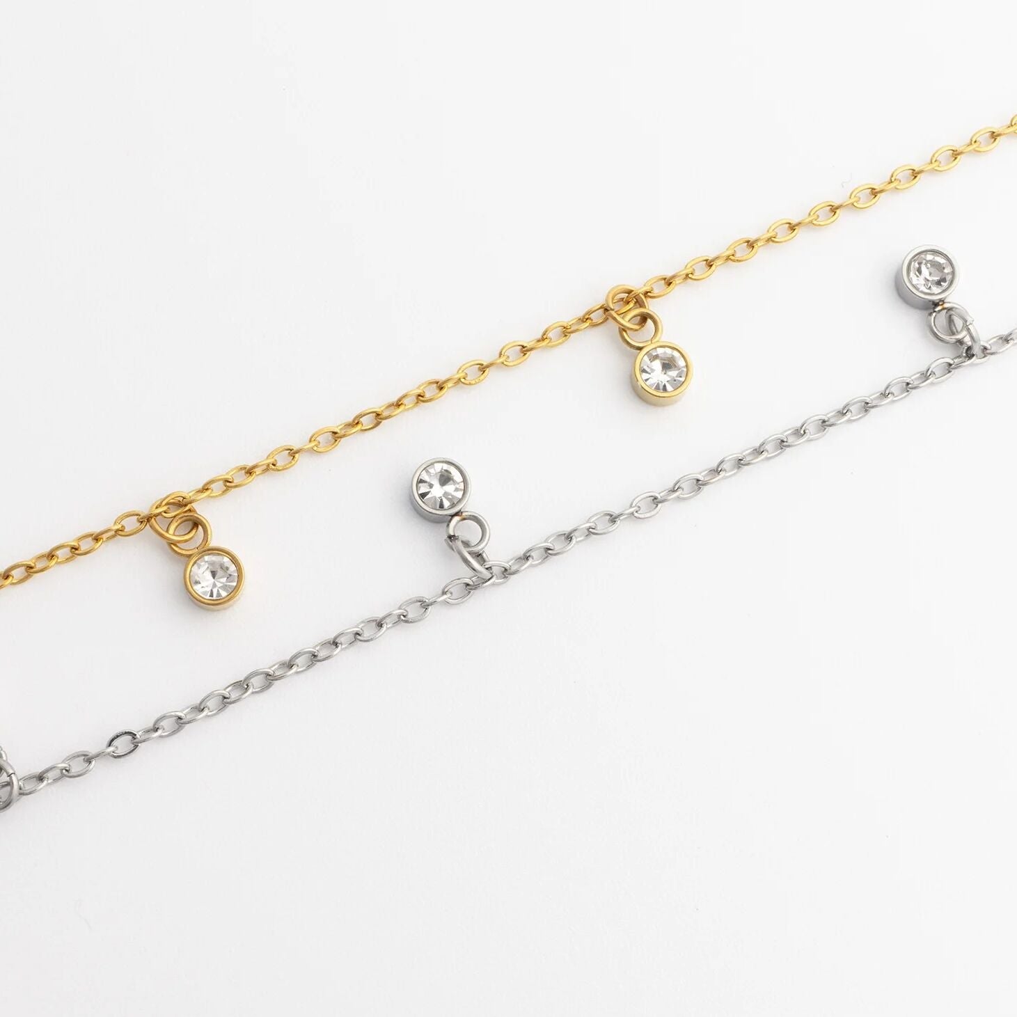 18K Gold PVD Stainless Steel Stone Anklet