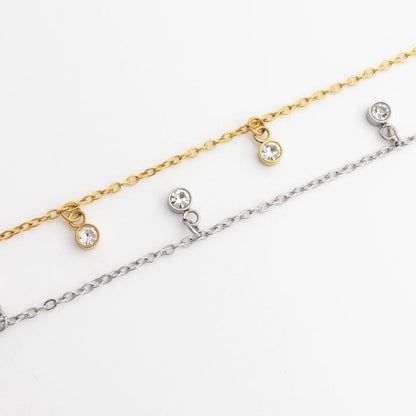 18K Gold PVD Stainless Steel Stone Anklet