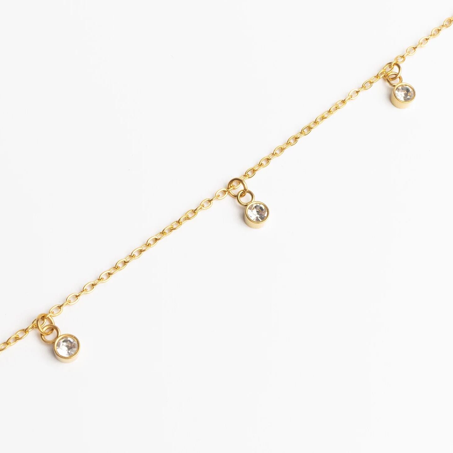 18K Gold PVD Stainless Steel Stone Anklet