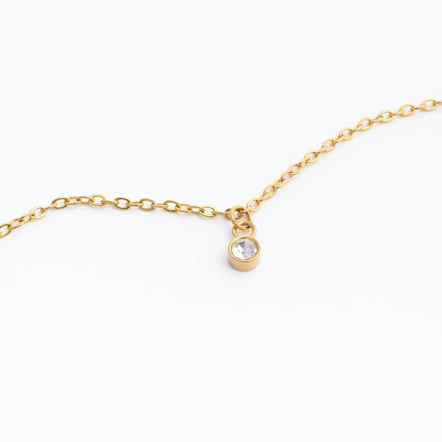 18K Gold PVD Stainless Steel Stone Anklet