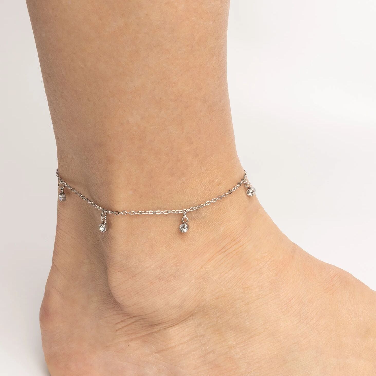 18K Gold PVD Stainless Steel Stone Anklet