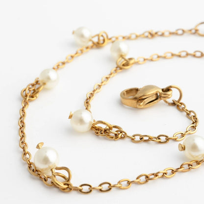 18K Gold PVD Stainless Steel Pearl Anklet