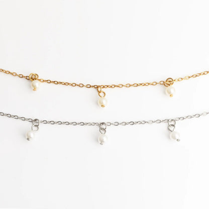 18K Gold PVD Stainless Steel Pearl Anklet