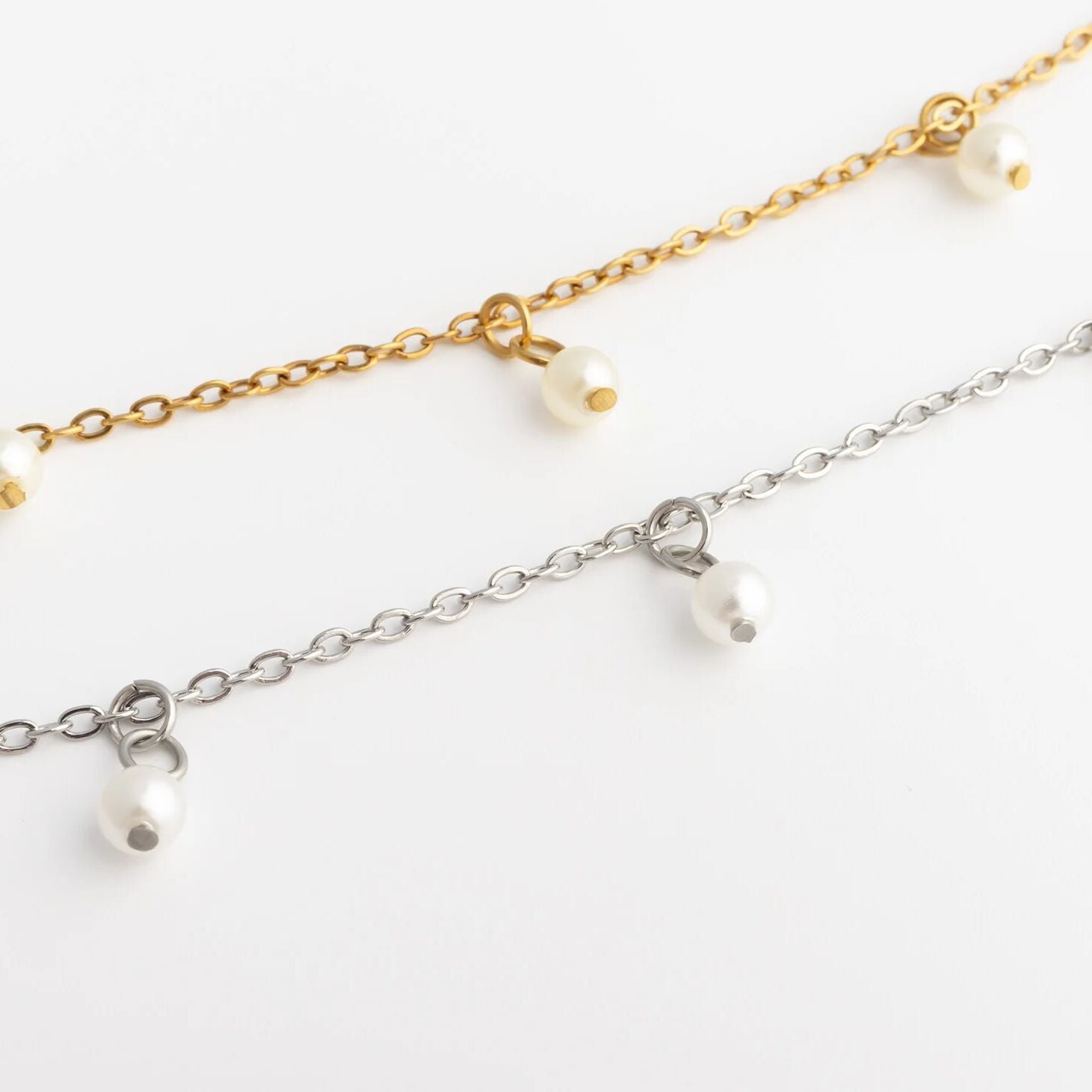 18K Gold PVD Stainless Steel Pearl Anklet