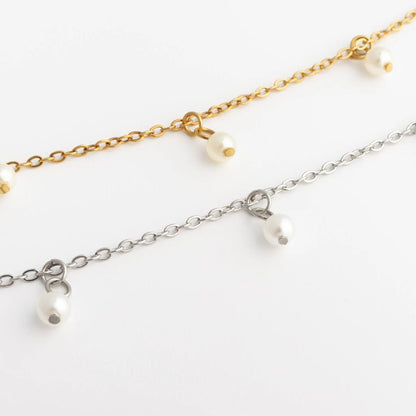 18K Gold PVD Stainless Steel Pearl Anklet
