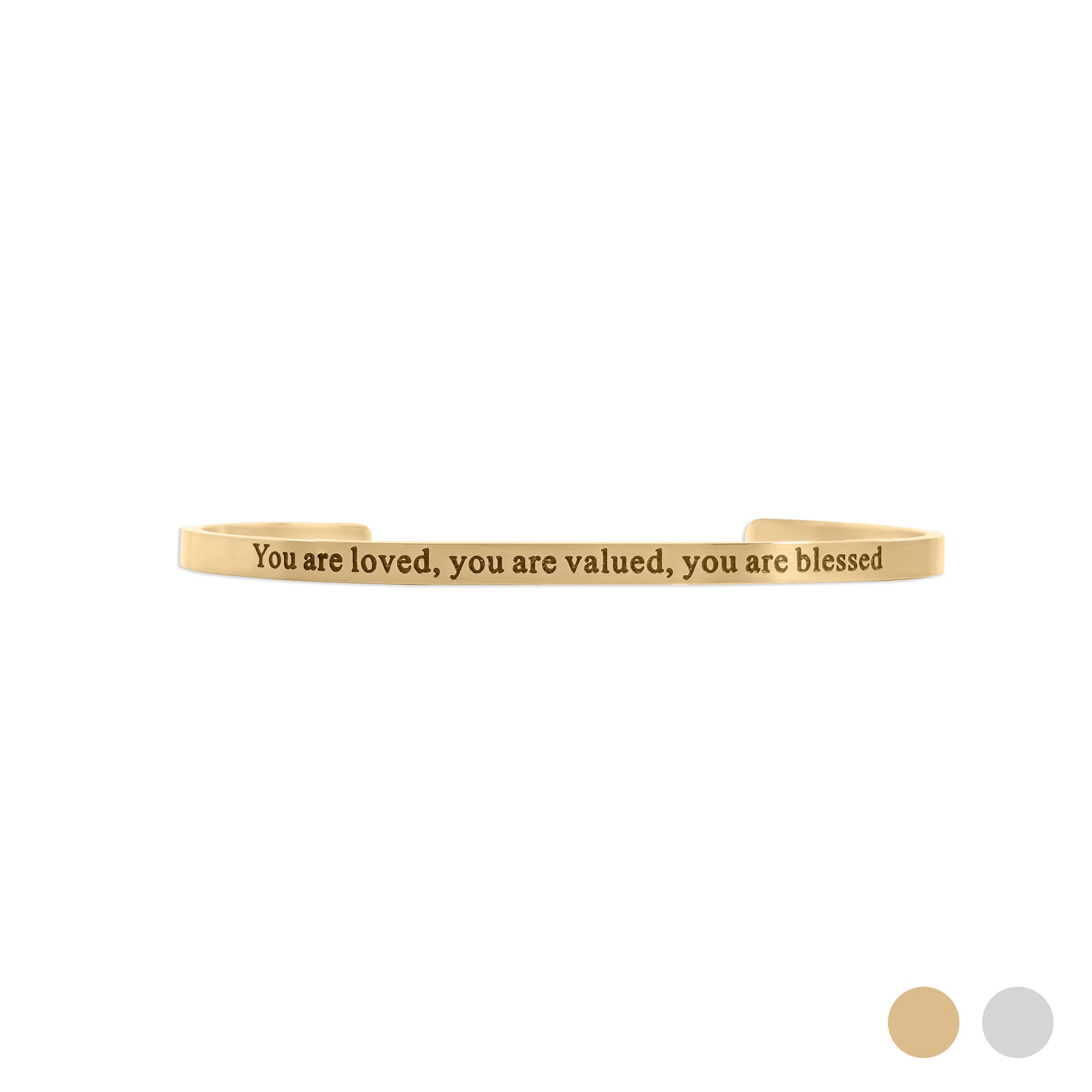 18K Gold PVD You are Loved Engraved Cuff Bracelet