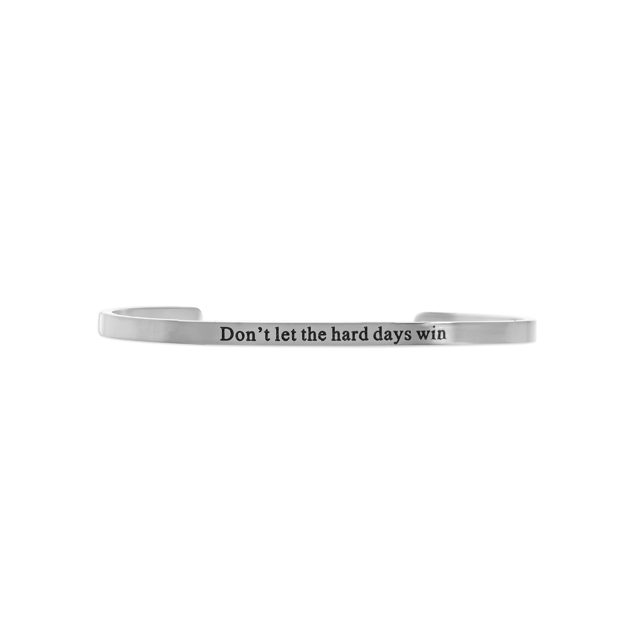 18K Gold PVD Dont Let Hard Days Win Engraved Bangle Bracelet
