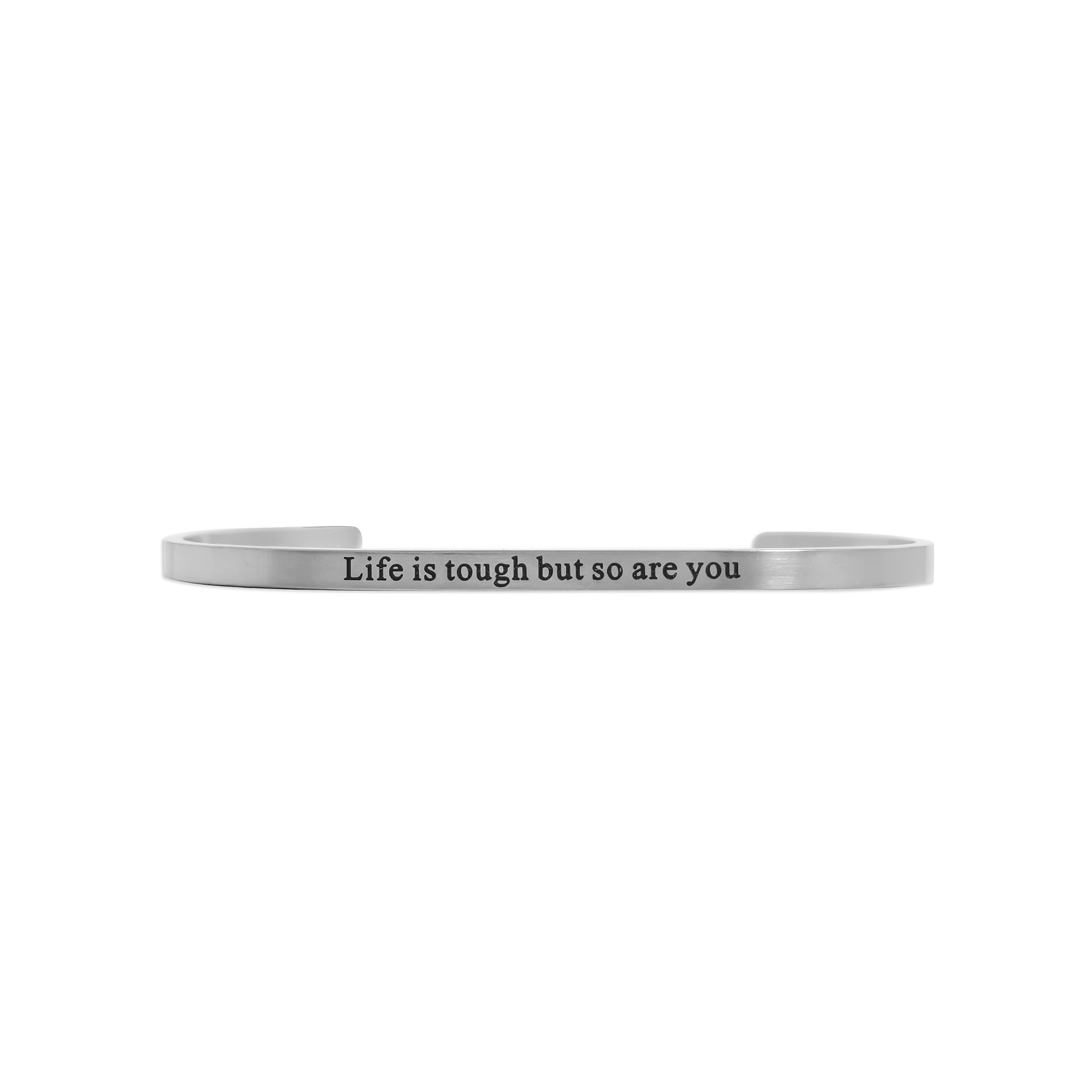 18K Gold PVD Life is tough So Are You Engraved Bangle Bracelet
