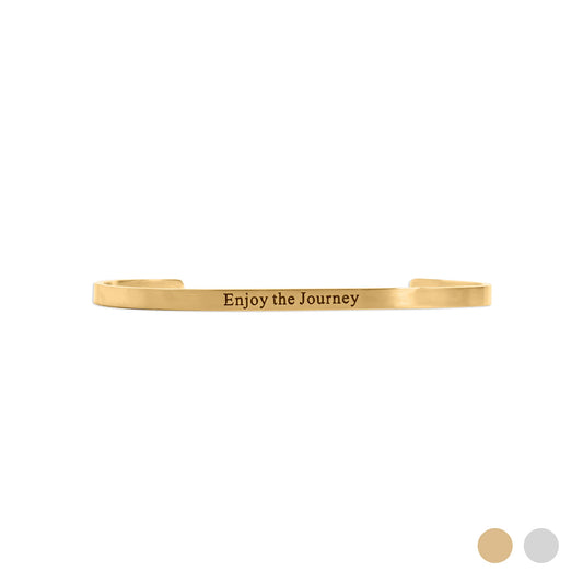 18K Gold PVD Enjoy the Journey Engraved Bangle Bracelet