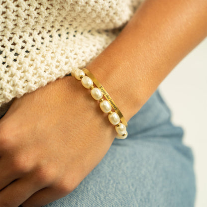 18K Gold PVD Enjoy the Journey Engraved Bangle Bracelet