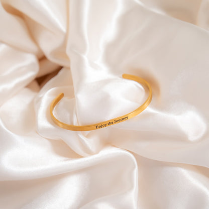 18K Gold PVD Enjoy the Journey Engraved Bangle Bracelet