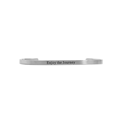 18K Gold PVD Enjoy the Journey Engraved Bangle Bracelet