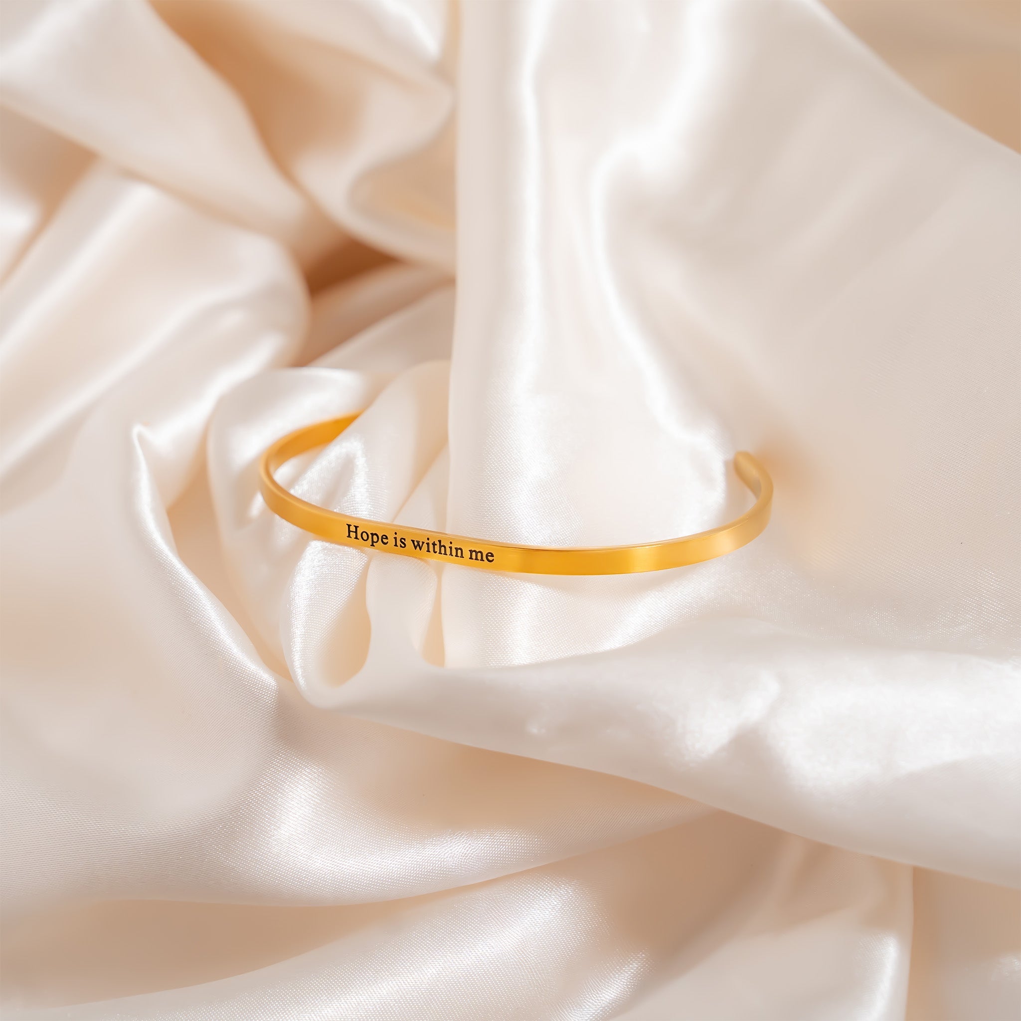 18K Gold PVD Hope within Me Engraved Bangle Bracelet