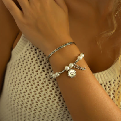 18K Gold PVD Never forget how Capable Engraved Bracelet