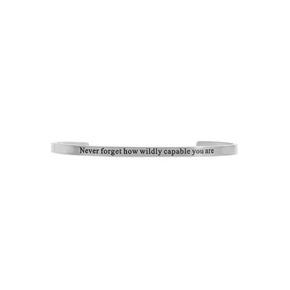 18K Gold PVD Never forget how Capable Engraved Bracelet