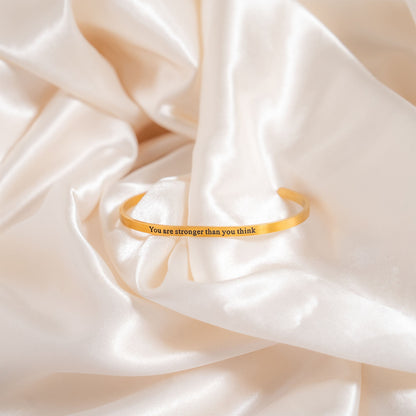18K Gold PVD You are stronger Engraved Bracelet