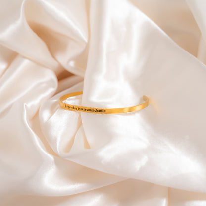 18K Gold PVD Stainless Steel Every day is Engraved Bracelet