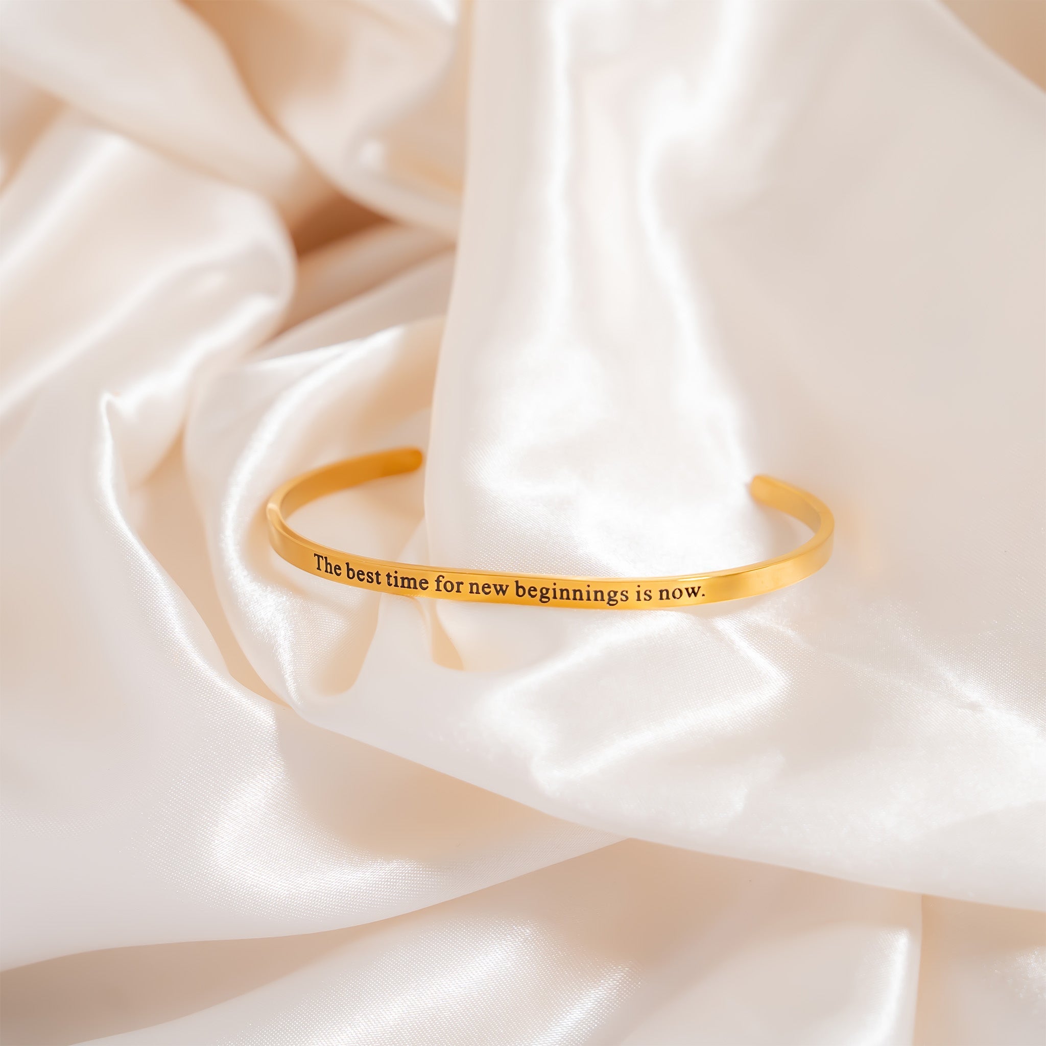 18K Gold PVD Best time for new beginnings Engraved Bracelet