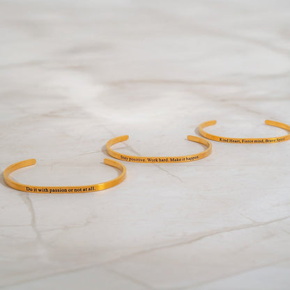 18K Gold PVD Do it with passion Engraved Bracelet
