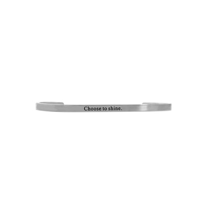 18K Gold PVD Stainless Steel Choose to Shine Engraved Bangle Bracelet