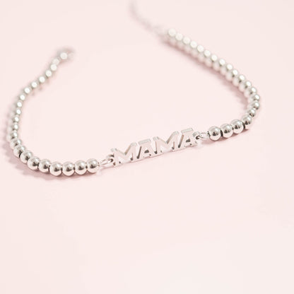 18K Gold PVD Stainless Steel Mama Beaded Bracelet