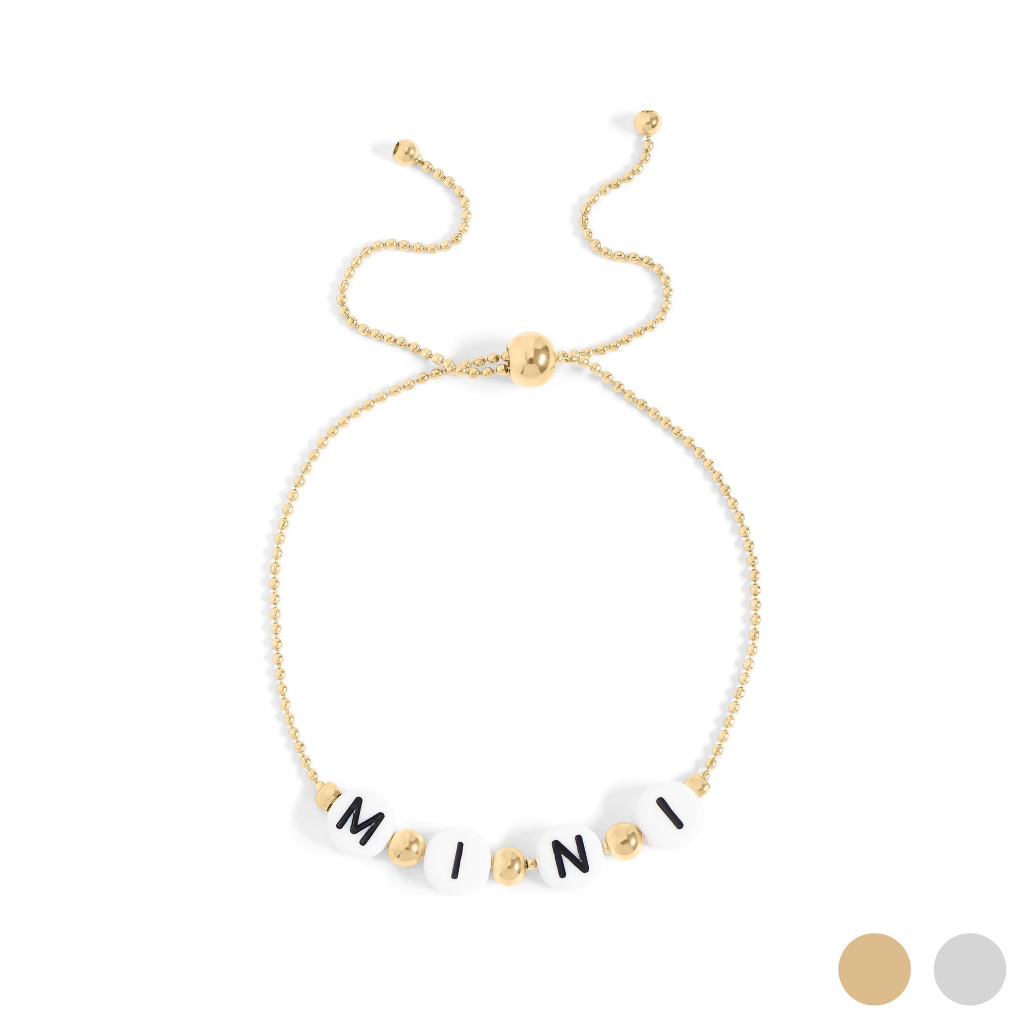 18K Gold PVD Stainless Steel "Mini" Adjustable Beaded Bracelet