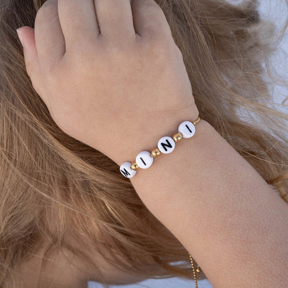 18K Gold PVD Stainless Steel "Mini" Adjustable Beaded Bracelet