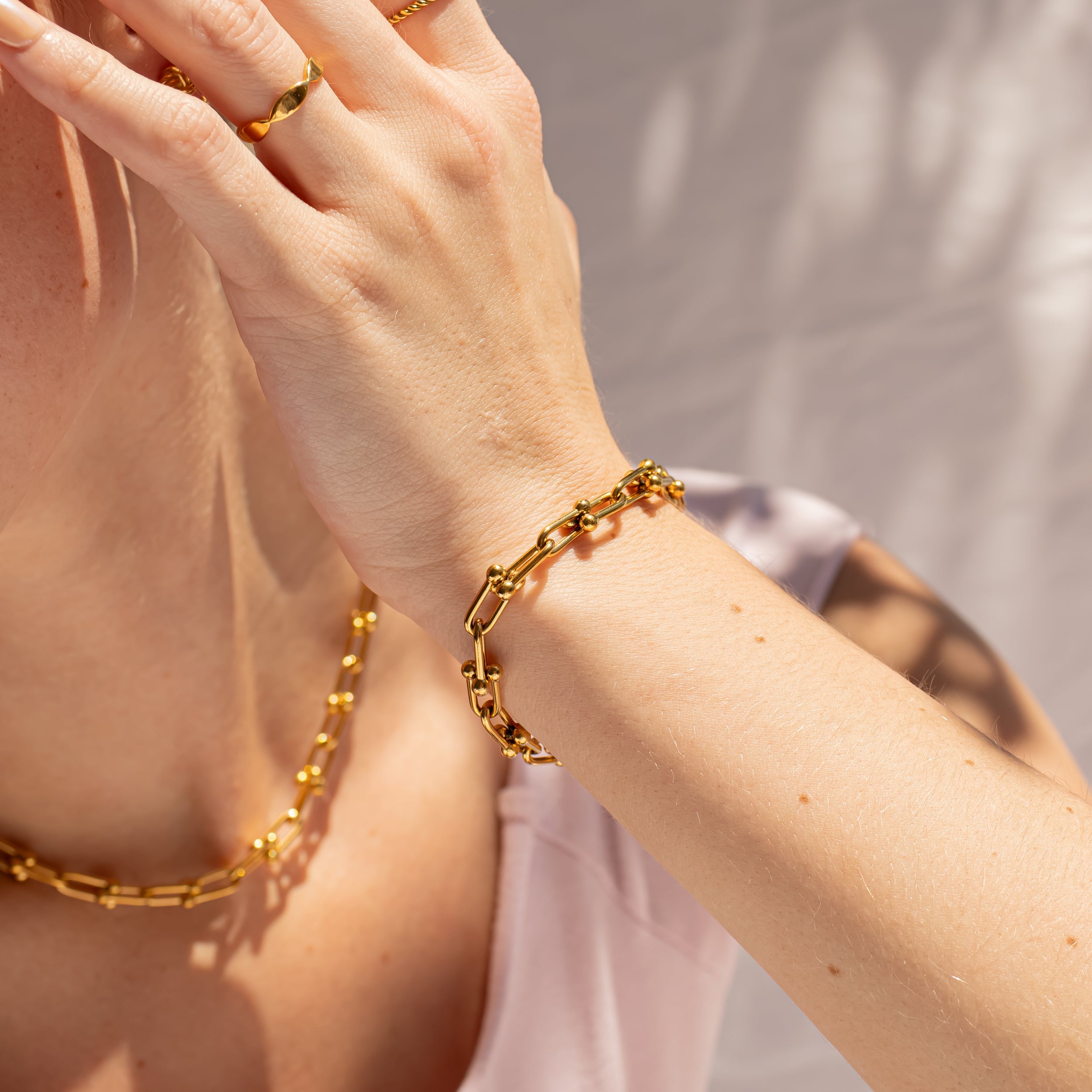 18K Gold PVD Stainless Steel Hardware Bracelet