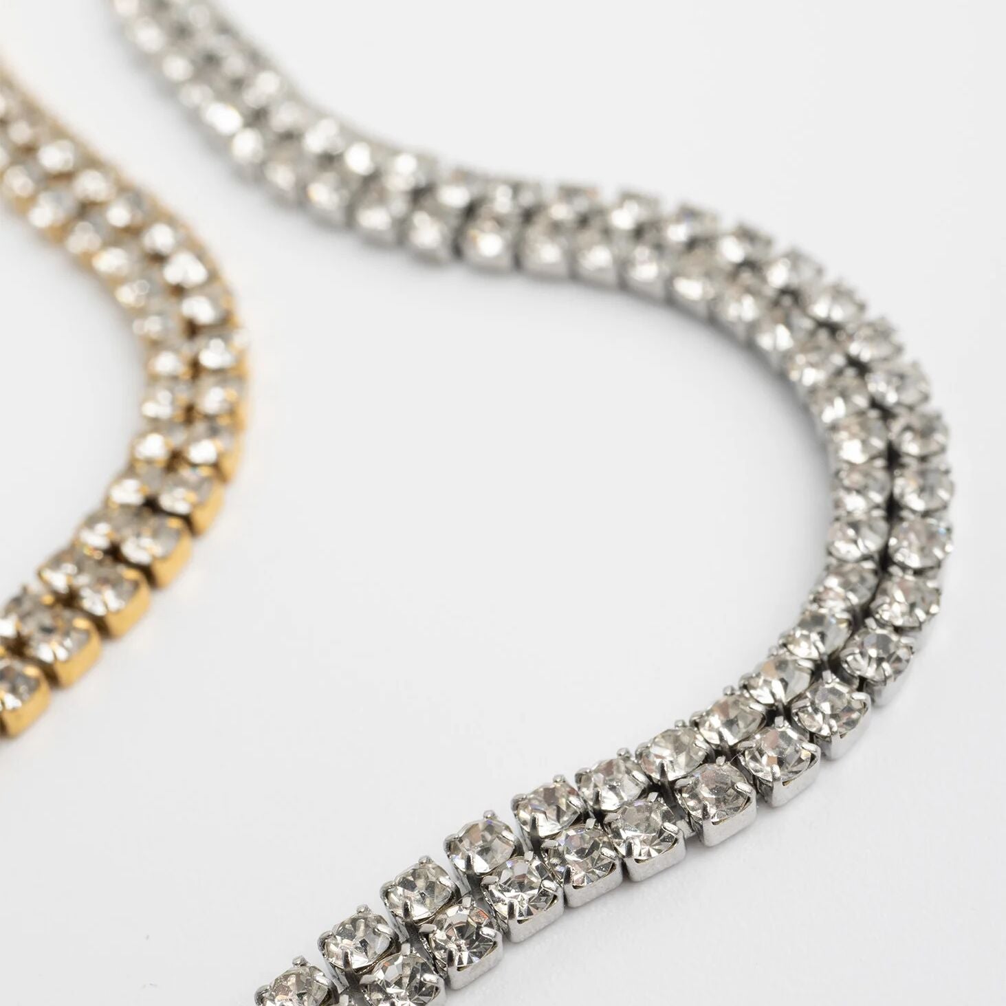 18K Gold PVD Stainless Steel Double Row Rhinestone Anklet