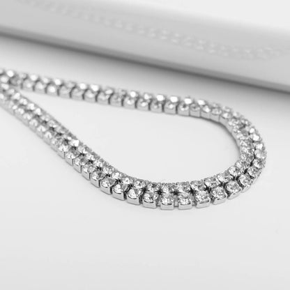 18K Gold PVD Stainless Steel Double Row Rhinestone Anklet