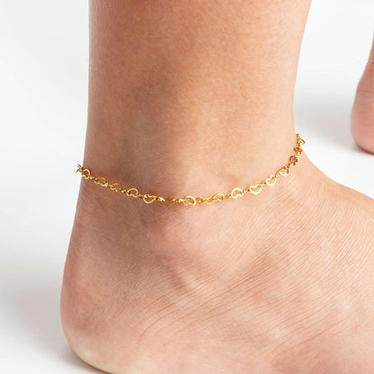 18K Gold PVD Stainless Steel Intertwined Hearts Anklet