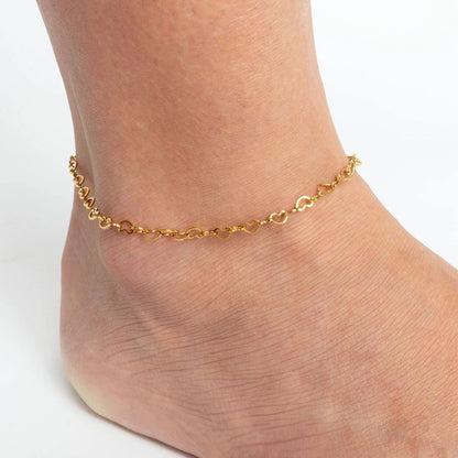 18K Gold PVD Stainless Steel Intertwined Hearts Anklet