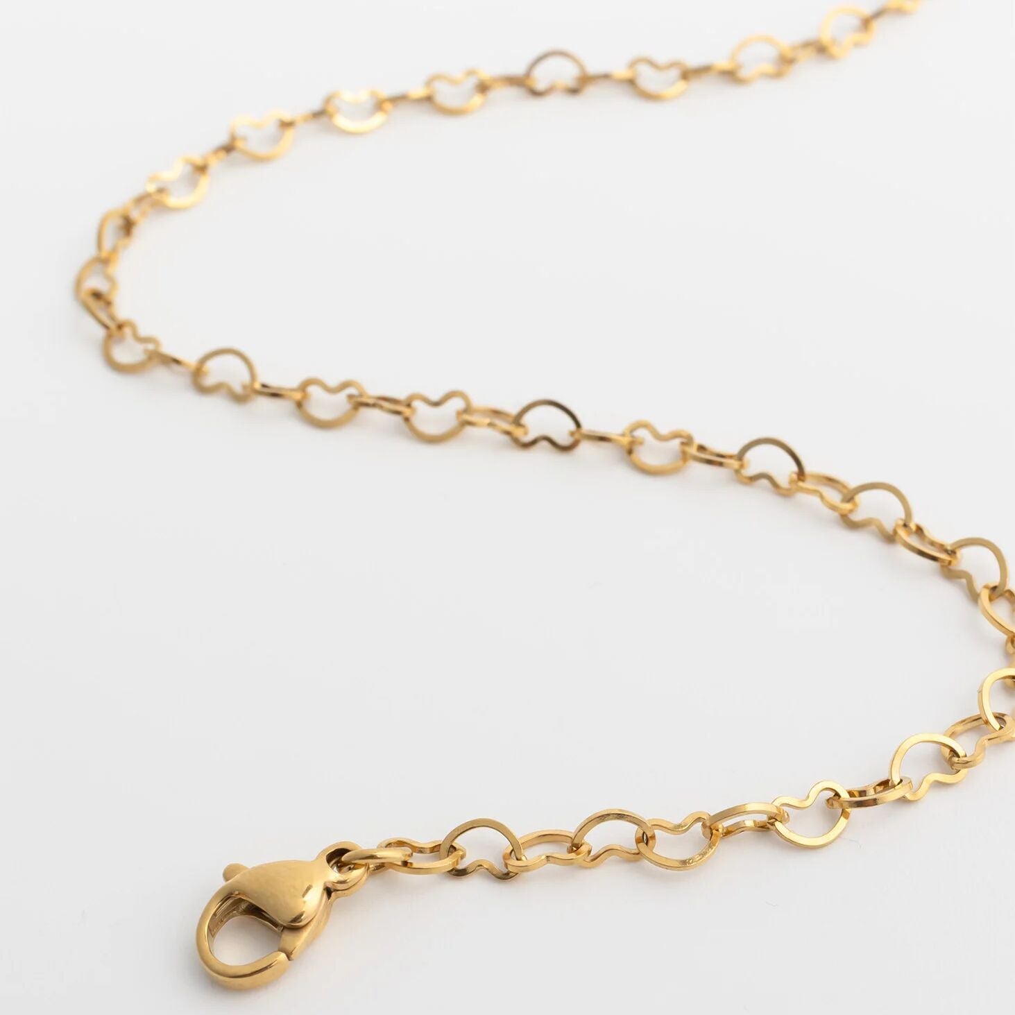 18K Gold PVD Stainless Steel Intertwined Hearts Anklet
