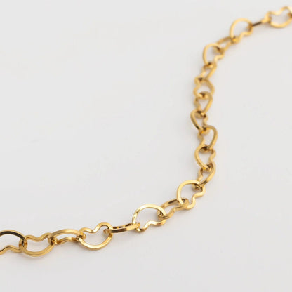 18K Gold PVD Stainless Steel Intertwined Hearts Anklet