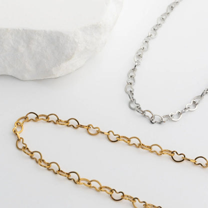 18K Gold PVD Stainless Steel Intertwined Hearts Anklet