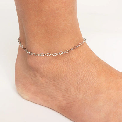 18K Gold PVD Stainless Steel Intertwined Hearts Anklet